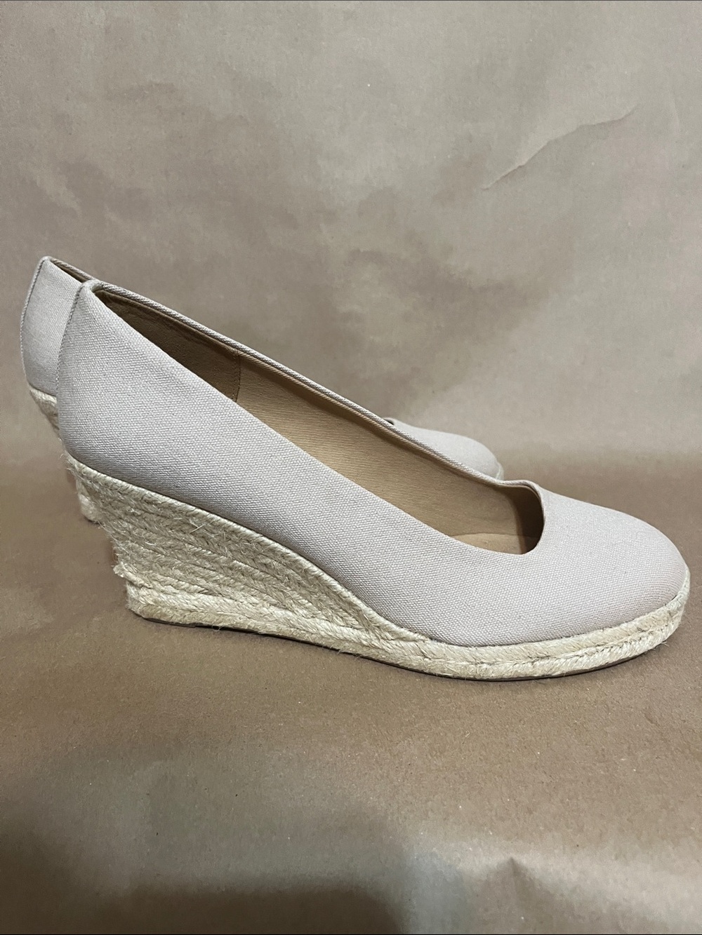 J Crew Espadrille Wedge Heels Womens 9 Beige Canvas Rope Platform Pumps